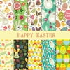 Lorvain 10 Pieces 9.8X 9.8Inch Easter Fabric Eggs Rabbit Printed Fabric Squares Easter Quilting Patchwork Fabrics for Easter DIY Crafts Supplies?B?