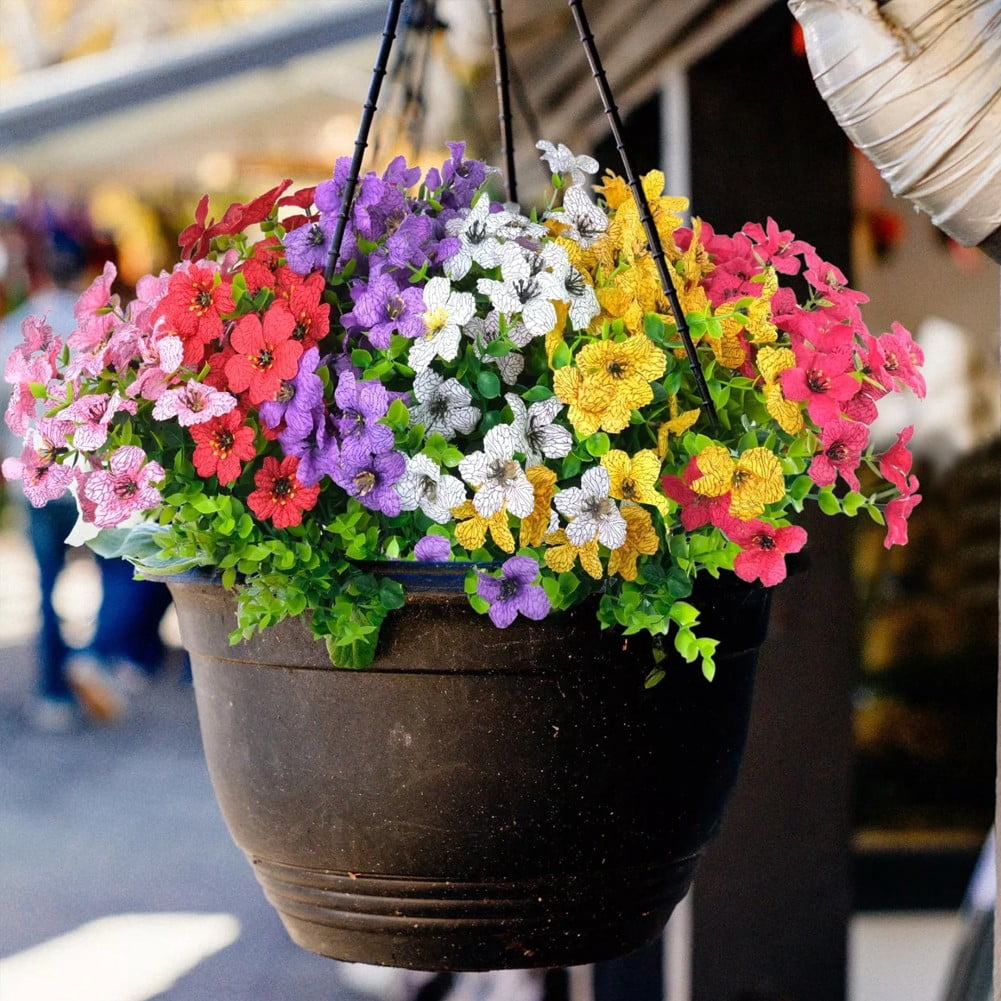 12 Bundles Artificial Flowers for Outdoors, Fake Faux Plants for Outdoor
