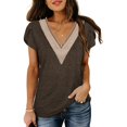 thumbnail image 3 of Blusa con escote en V y mangas de pétalos, blusa con escote en V y mangas de pétalos con ribete de encaje, blusa de encaje de guipur, estándares líderes en la industria, 3 of 5