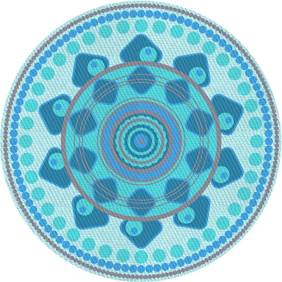 Ahgly Company Machine Washable Indoor Round Transitional Blue Area Rugs, 3' Round