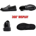thumbnail image 5 of Men's Leather Monk Buckle Platform Penny Loafers Classic Slip-On Comfort Round Toe Business Dress Moccasins Boat Shoes Casual Non Slip Driving Walking Work Shoes, 5 of 7
