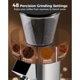 thumbnail image 2 of Tuni G1 Conical Burr Coffee Grinder, 48 Grind Settings Anti-static Burr Mill, Precision Electronic Timer and LED Touchscreen for Espresso/Drip/Cold Brew/French Press, Stainless Steel, Silver, 2 of 7