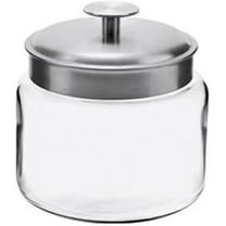 Glass Jars with Fresh Sealed Lids, Brushed Metal, 64 Oz (Set of 2)