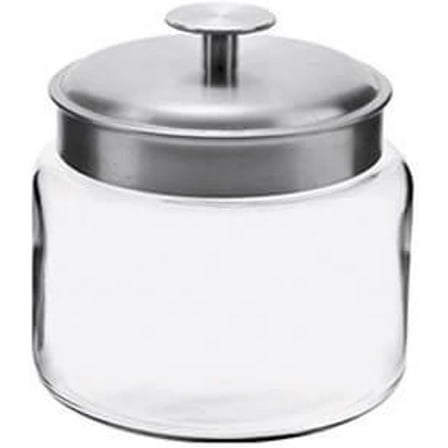 Glass Jars with Fresh Sealed Lids, Brushed Metal, 64 Oz (Set of 2)