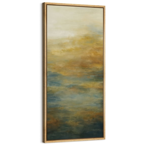 Large Framed Canvas Art for Living Room Wall Decor, Vintage Abstract Field Landscape Canvas Print for Bedroom Decoration - 60"x30" Natural Framed