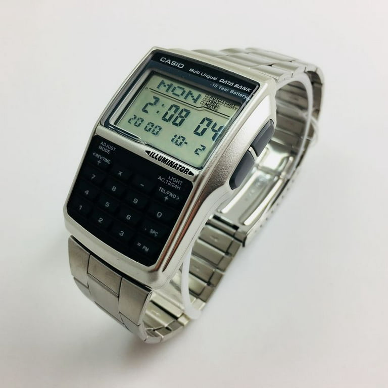 Silver Digital Watch Databank, Calculator, & Light - -