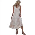 thumbnail image 1 of Vestido de Verano Sin Mangas, Holgado, Informal, con Escote en V, con y Bolsillos para Cruceros en la Playa, Color Albaricoque M, 1 of 10