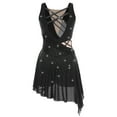 thumbnail image 2 of Sholeno Women Dance Dress Rhinestones Adorned Straps Backless Side Slit Flowy Asymmetrical Hem Dress Black S, 2 of 6