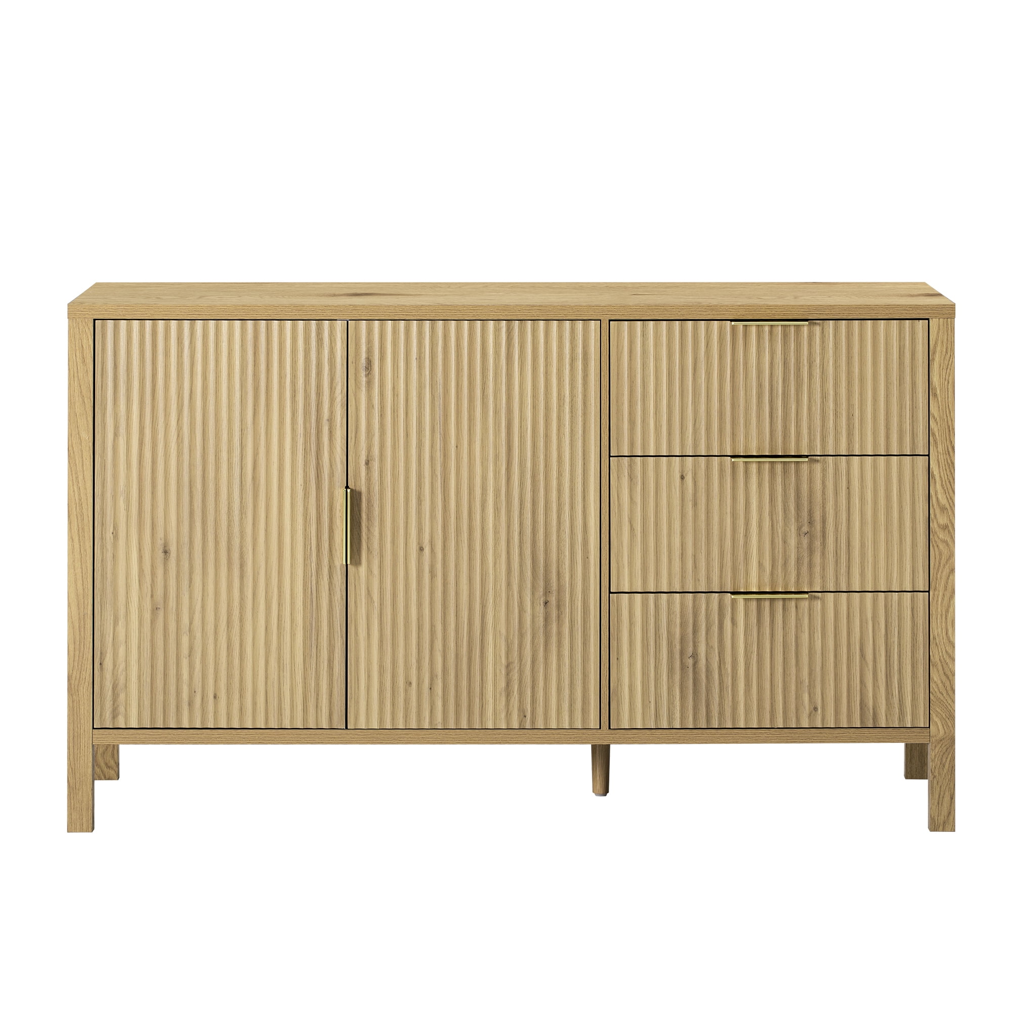 Modern Sideboard with 3 Drawers,Wave-Pattern Storage Buffet Cabinet with Hooks,for Kitchen Living Room,Dining Room