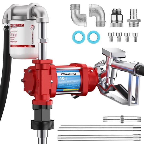 Bomba de transferencia de combustible POXURIO 10 GPM 12 V de hierro fundido