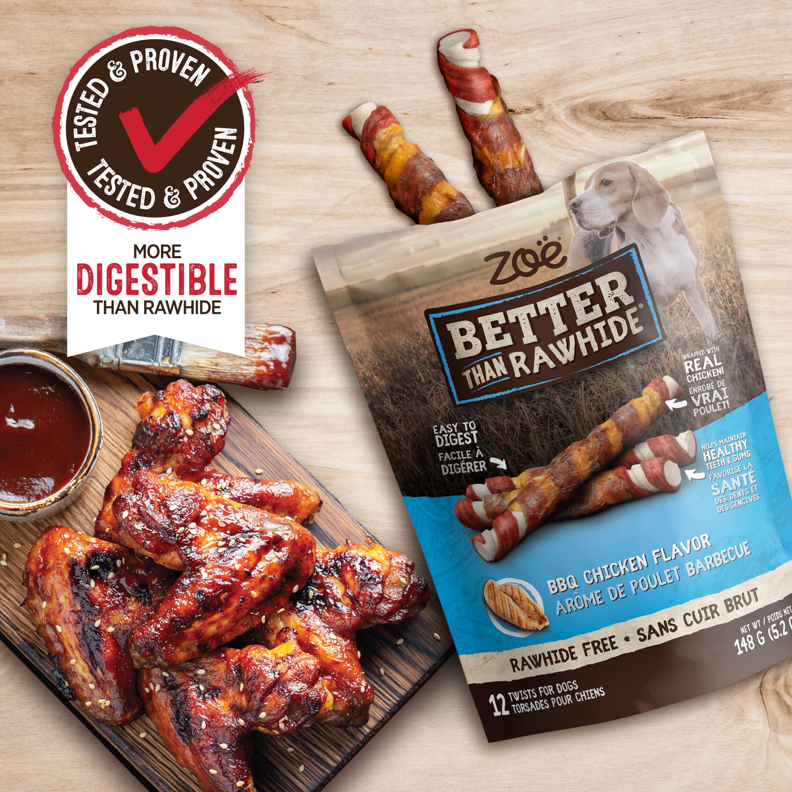 Zoe Better than Rawhide Twists Dog Chews, BBQ Chicken, 148 G