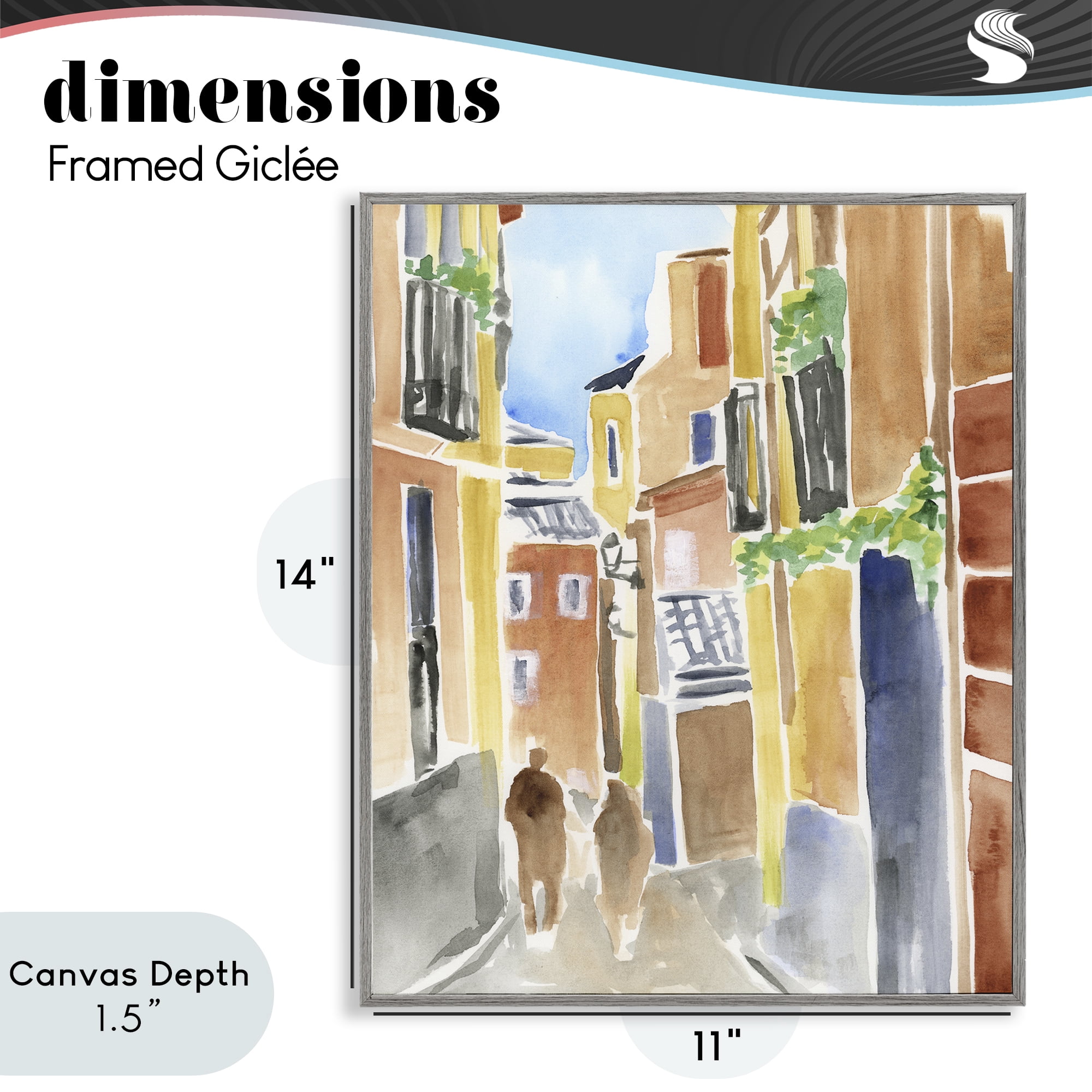 Stupell Industries Calles de Madrid Architecture Gray Framed Giclee Art, design by June Erica Vess