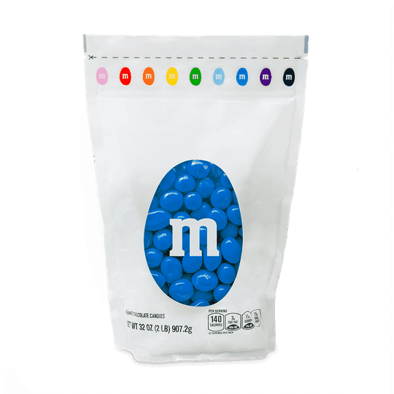 M&M'S Peanut Blue Candy, 2lb Resealable Bulk Bag