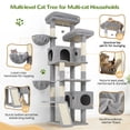 thumbnail image 4 of Globlazer 77" Large Cat Tree and Tower Condo for Indoor Cats with Sisal Scratching Posts, Condos, Hammock & Hammock, Light Gray, 4 of 8