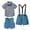 Blue, variant on Fesfesfes Boy Outfits Boys Short Sleeve Printing&Strap Shorts&Vest Three-piece Set,Photography Performance Set 4-5 Years