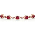 thumbnail image 3 of Gem Stone King 18K Rose Gold Plated Silver Ruby Red Mystic Topaz, Lab Grown Diamond Bracelet for Women | 4.40 Cttw | Gemstone November Birthstone | Oval 7X5MM | Fully Adjustable 9 inch, 3 of 6