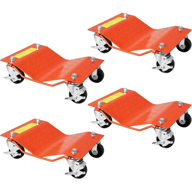 Bingirl Ensemble de 4 Roues de Voiture, Ensemble de Roues de Voiture Robustes, Roues à Rouleau Faciles pour Garage, Roues de Voiture de 6000 Lb avec Frein