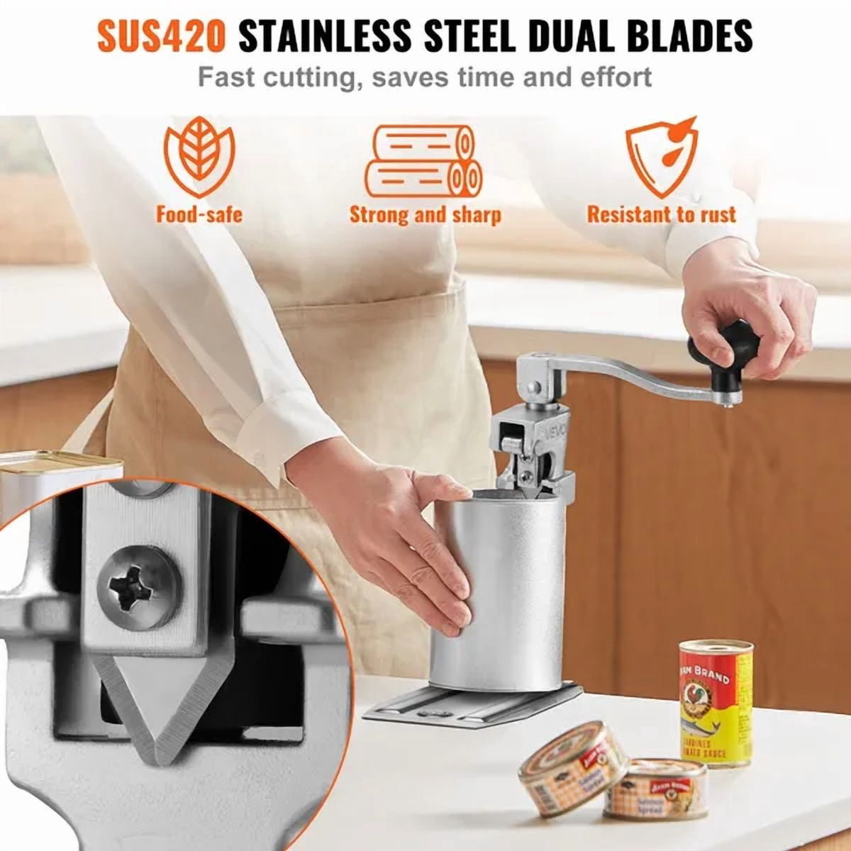 Heavy Duty Commercial Can Opener Manual Adjustable Height Up to 11.8 Inches for Restaurant Hotel Food Store