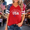 thumbnail image 2 of America 250 Shirts Women's Casual Solid V Neck Short Sleeve Tee Everyday Womens T Shirt Red XL, 2 of 5