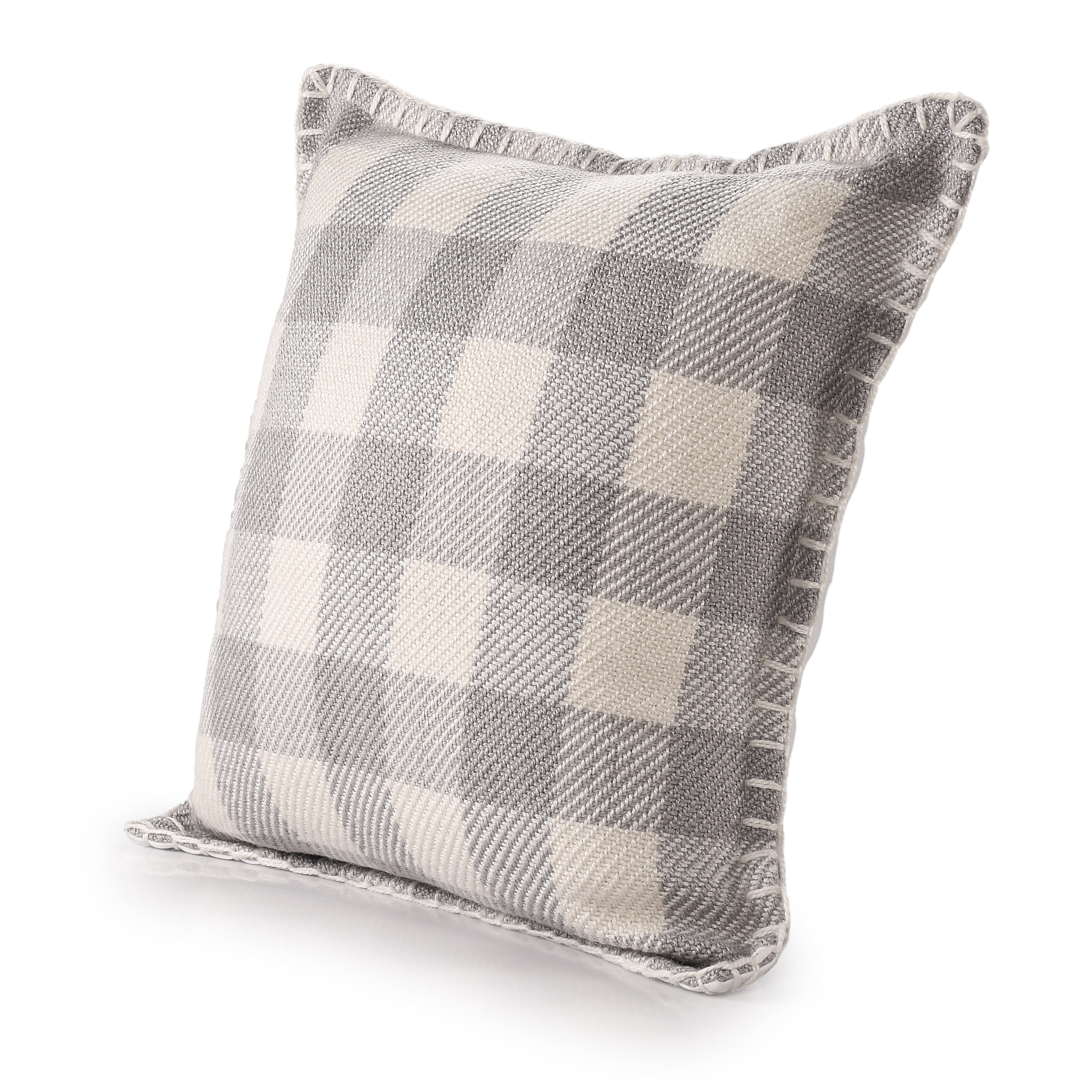 Harlow Hill Eva 20" x 20" Light Gray/Ivory Plaid Performance Adult Decorative Throw Pillow Cover