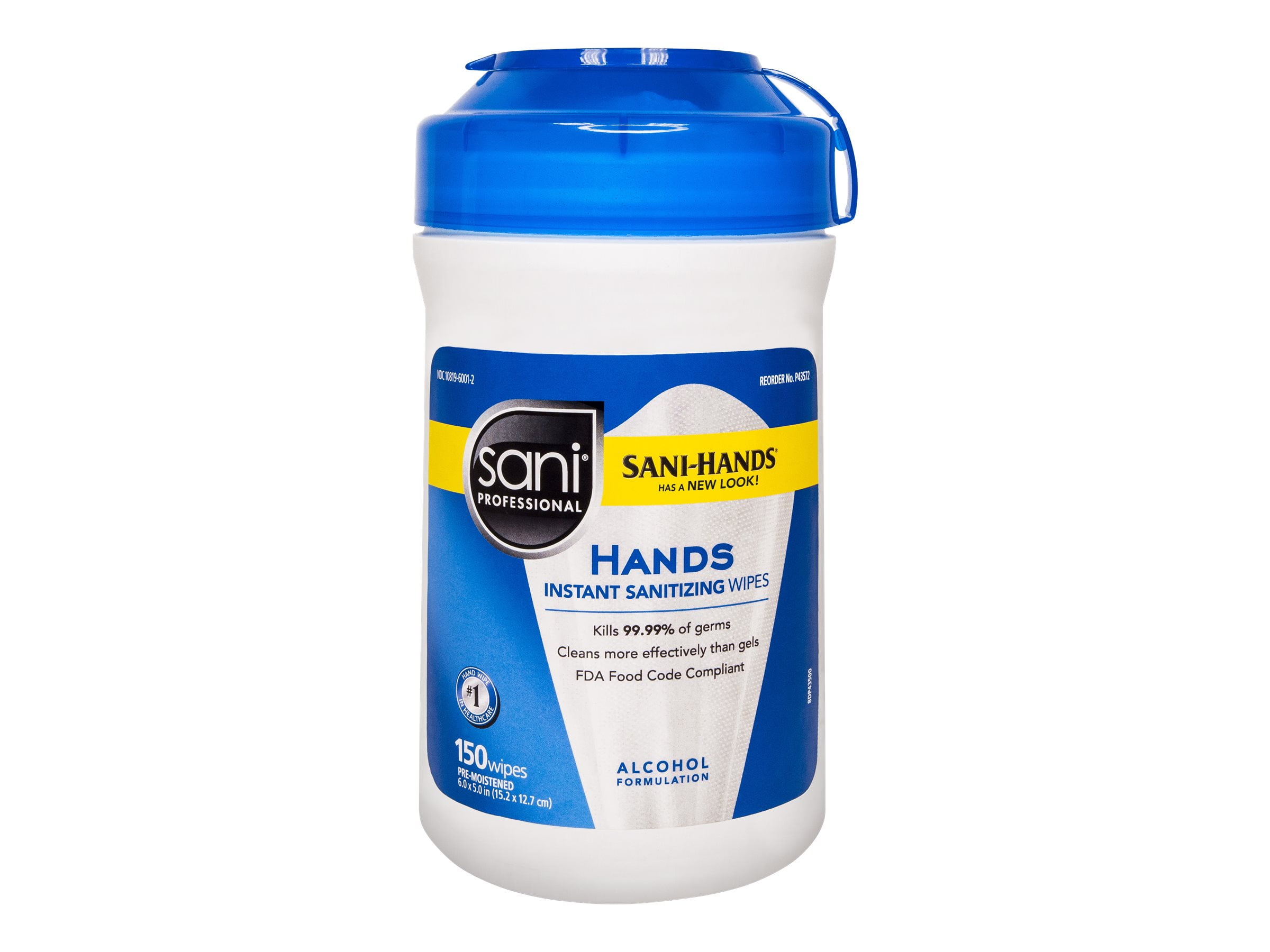 Sani Professional Hands Instant Sanitizing Wipes With Tencel 7 1 2 X 5 300 Canister 6 Ct P984ct Walmart Com