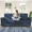 Blue, variant on Welzona 87" Corduroy Sofa, Modern 3-Seater Couch with 2 Throw Pillows, Tool-Free Assembly, Off White