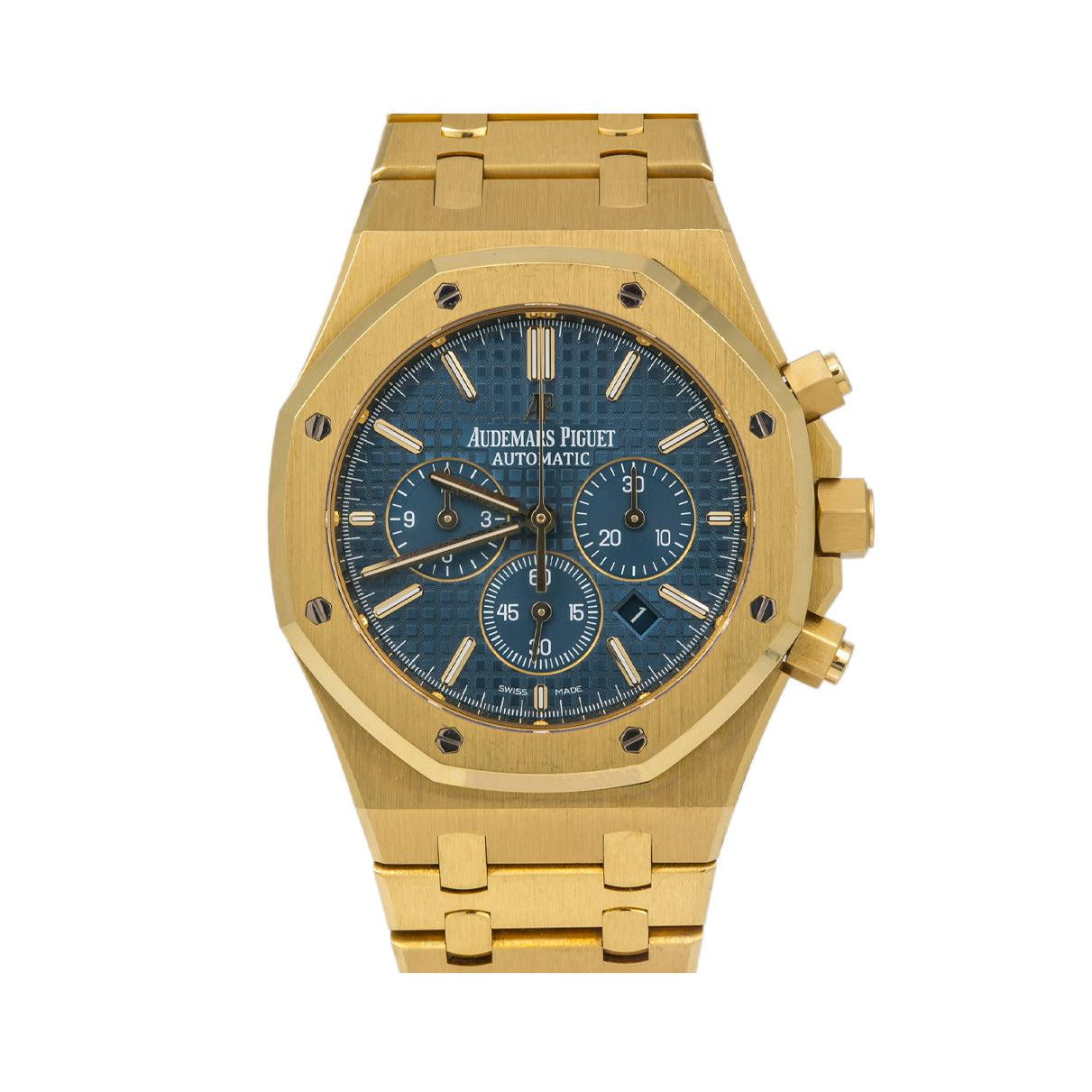 Pre-Owned Audemars Piguet Royal Oak Chronograph 26320BA 41MM Blue Dial With Yellow Gold Bracelet