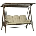 thumbnail image 1 of Outsunny Balançoire de Porche 3 Places Balançoire d'Extérieur Auvent Réglable Coussin Kaki, 1 of 10