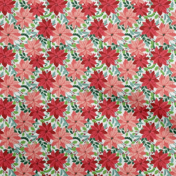 oneOone Cotton Poplin Red Fabric Asian Floral Quilting Supplies Print Sewing Fabric By The Yard 42 Inch Wide