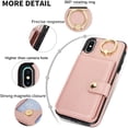 thumbnail image 4 of Allytechgroup iPhone XS Max Wallet Case, Ring Holder Stand Cards Slots Shockproof Retro Flip Back Cover Phone Case for Apple iPhone XS Max, Rosegold, 4 of 8