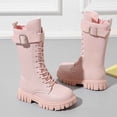 thumbnail image 5 of WAVSUF Girls Mid Calf Platform Boots Anti Slip Wide Width Round Toe Winter Warm Chunky Boots Pink 12.5 Little Kid, 5 of 10