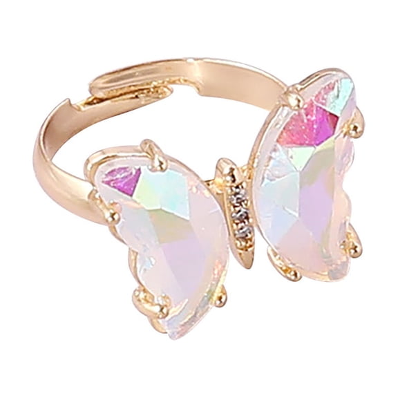 Weloille 1Pcs Ladies Fashion Gradient Butterfly Ring Opening Adjustable Ring