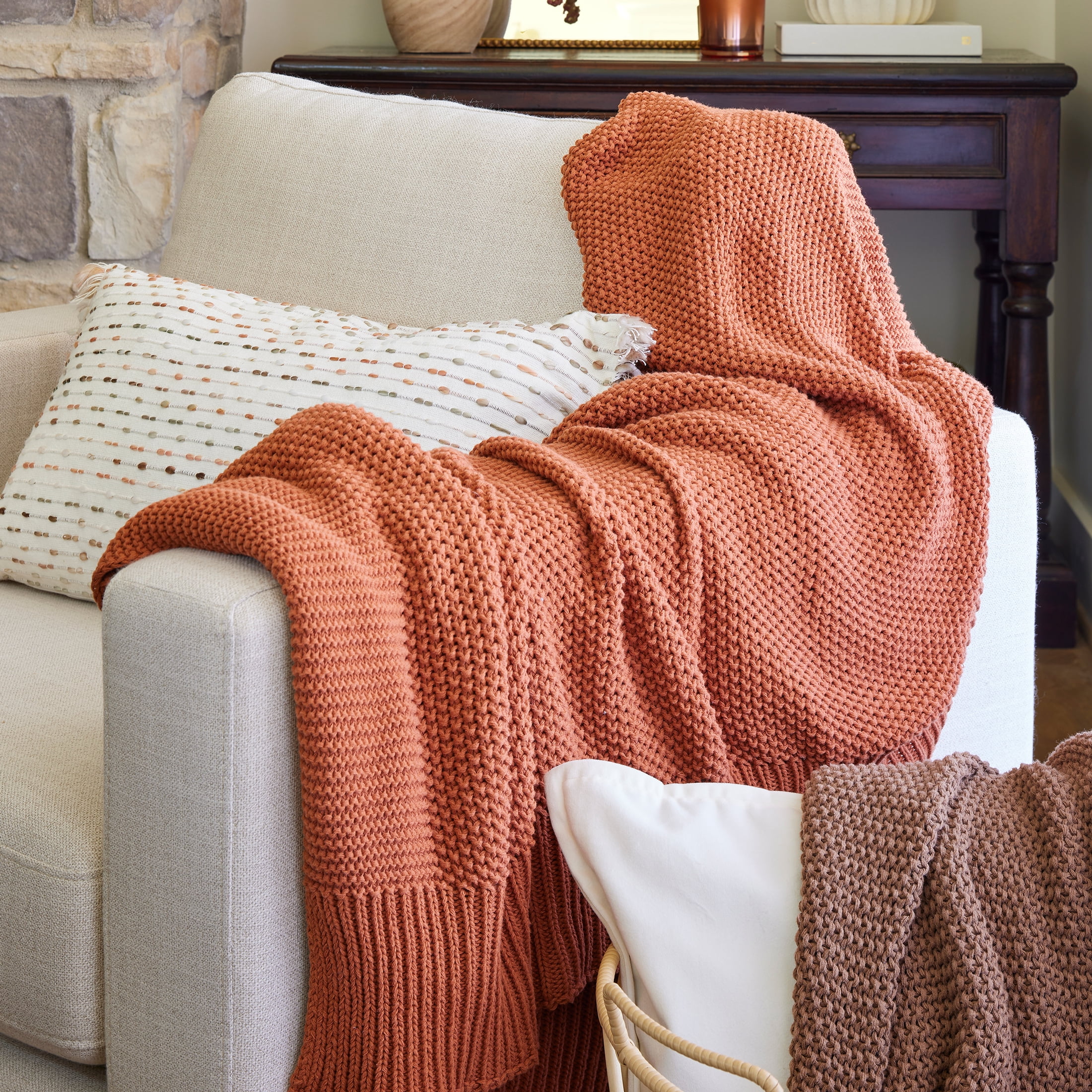 Better Homes & Gardens Copper Cotton-Blend Chunky Knit Throw, 50" x 60", 2.3 lb, All Ages