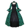 thumbnail image 3 of QATAINLAV Women's Medieval Dress Fall Winter Gothic Retro Floral Print Ball Gowns Dress Elegant Lace Patchwork Party Dress Halloween Cosplay Costumes Ofertas de Hoy en Liquidación Green XL, 3 of 10