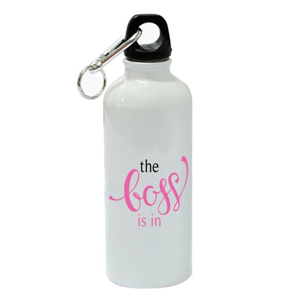 The Boss Is In White Aluminum Sports 20 oz Water Bottle