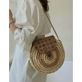 thumbnail image 2 of Kukuzhu Women Round Straw Tote Bag Summer Trendy Handmade Woven Shoulder Bag Purse, 2 of 7