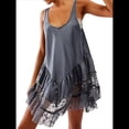 thumbnail image 2 of Vestido Mini Fluido de Encaje para Mujer, Estilo Y2K, Sin Mangas, con Espalda Descubierta, Tirantes, Camisón Corto de Cintura Baja Gris L, 2 of 5