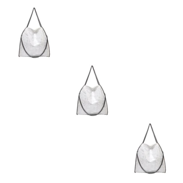 Youkk PU Functional And Beautiful Tote Bag For Sophisticated Style Versatile Gifts Chain Shoulder Ba silver white 3Set