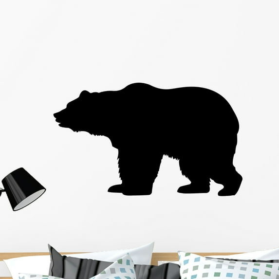 Silhouette Bear White Wall Decal by Wallmonkeys Peel and Stick Graphic (36 in W x 22 in H) WM102742