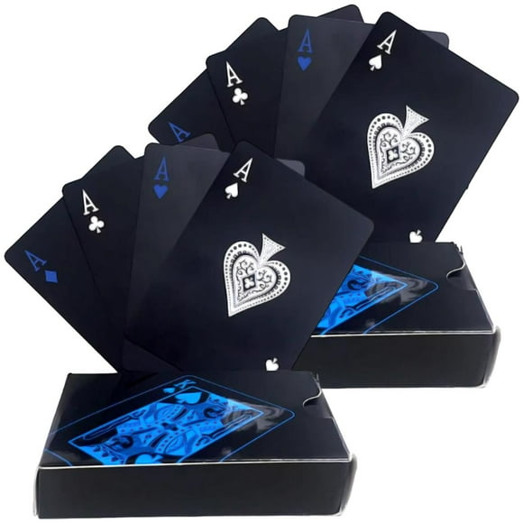 Baraja de Diseño Profesional PokaBlue Barajas 2 Cartas 108 Plástico Negro y Azul Mate