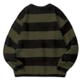 thumbnail image 4 of SEROYE Mens Knit Sweaters Color Block Wide Horizontal Striped Long Sleeve Crewneck Ribbed Trim Pullover Casual Tops (XL, Army Green), 4 of 5