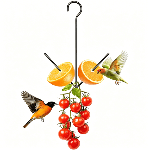 ACDANC Oriole Feeder for Outdoors,Hanging Orange Bird Feeder with Hook,Black Metal Fruit Holder for Garden Patio Outside
