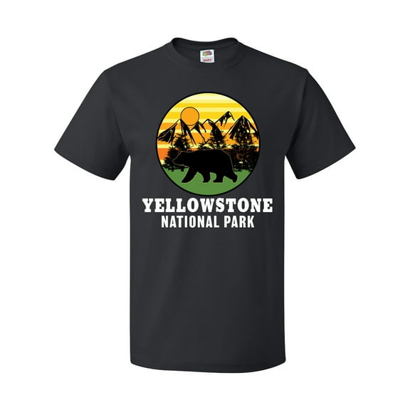 Inktastic Yellowstone National Park with Bear Mountains and Trees Cricle T-Shirt
