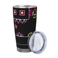 thumbnail image 2 of Lsque Geometry Dash Pattern 20oz Car Cup with Lid and Straw, Insulated Coffee Cup with Straw Topper, Spill Proof Travel Coffee Mug, Stainless Steel Tumble, 2 of 8