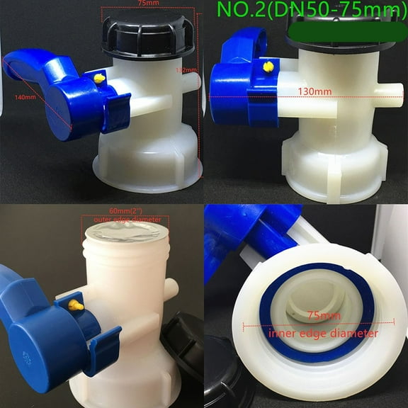 75mm DN50 Ball Valve 1000L IBC Ton Bucket Plastic Integrated Butterfly Valve