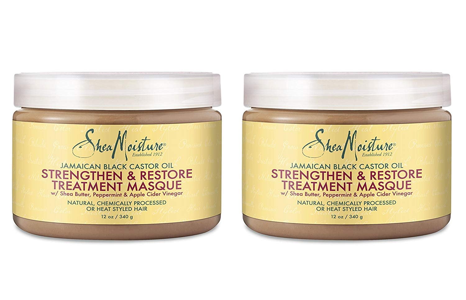 Shea Moisture Jamaican Black Castor Oil Strengthen & Restore Treatment Masque, 12 Oz, pack of 2