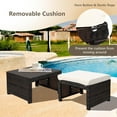 thumbnail image 3 of SAZYY 2 Piece Outdoor Wicker Ottomans, Patio Rattan Footstool with Cushions, Solid Steel Frame, Multifunctional Ottomans for Poolside Backyard Balcony, Beige, 3 of 9