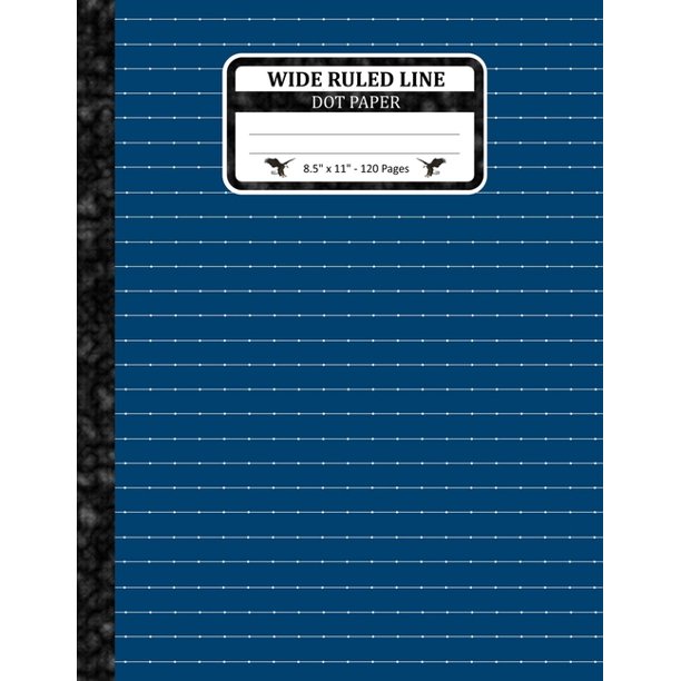 Wide Ruled Line Dot Paper Notebook With Dotted Lines. Large Size