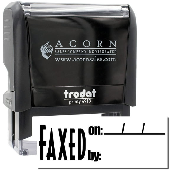 Large Self-Inking Faxed on Stamp, Trodat Printy 4913, Press and Print Stamping, Impression Size 7/8" x 2-1/4", Up to 10,000 Impressions - Black Ink
