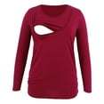 thumbnail image 2 of Diufon Nursing Tops for Womens Long Sleeve Round Neck Double Layer Top Pregnancy Postpartum Breastfeeding Clothes, 2 of 5